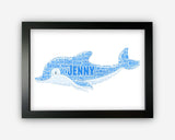 Personalised Dolphin For Dolphin Lover Sealife Animal Gift Word Art Wall Room Decor Prints PG110