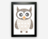 TEACHER APPRECIATION GIFT Personalised Word Art Gift Owl Gift For Teacher Gifts Wise Owl Gift Brown Owls Gift Wall Prints Wall Art PG107
