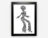 Personalised Disco Dancing Dancer Boogie Disco Dance Gift Word Art Wall Room Decor Prints GC1062