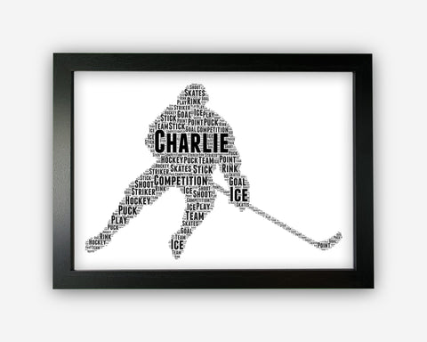 Personalised Ice Hockey Gifts For Ice Hockey Team Player - Gifts For Ice Hockey Players Coach End Season Gift Wall Art Word Art Print GC1096