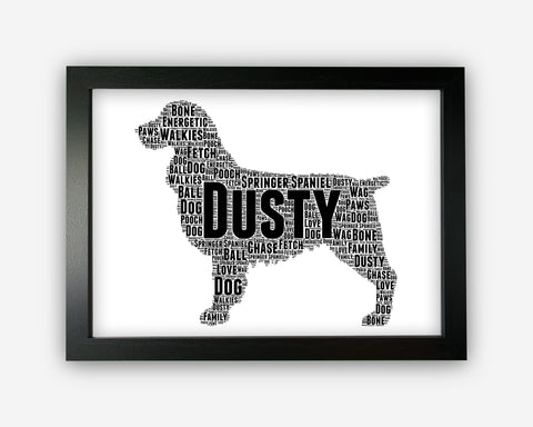 Personalised Springer Spaniel Gifts Word Art Wall Print - Dog Lover Gifts Wall Decor Custom Word Cloud Wall Art A3 A4 A5 8x10 Print NP214