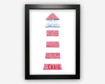 Personalised Lighthouse For Sailor Nautical Theme Gift Word Art Wall Room Decor Prints NP069