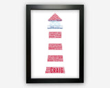 Personalised Lighthouse For Sailor Nautical Theme Gift Word Art Wall Room Decor Prints NP069