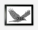 Personalised Hawk Gifts Word Art Wall Print - Birds Of Prey Gifts Wall Decor Custom Word Cloud Wall Art A3 A4 A5 8x10 Print GC1459