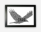 Personalised Hawk Gifts Word Art Wall Print - Birds Of Prey Gifts Wall Decor Custom Word Cloud Wall Art A3 A4 A5 8x10 Print GC1459