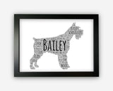 Personalised Schnauzer Dog For Pooch Dog Lover Puppy Gift Word Art Wall Room Decor Prints GC1383