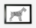 Personalised Schnauzer Dog For Pooch Dog Lover Puppy Gift Word Art Wall Room Decor Prints GC1383