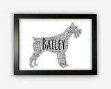 Personalised Schnauzer Dog For Pooch Dog Lover Puppy Gift Word Art Wall Room Decor Prints GC1383