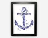 Personalised Word Art Gift Anchor Gift Nautical Theme Gifts Sailor Gifts Wall Art Wall Prints Wall Art Wall Decor Gift NP065