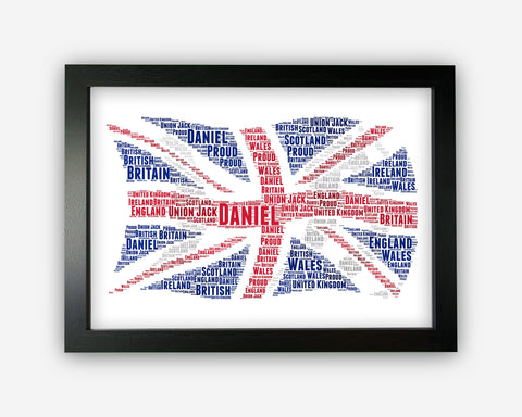 Personalised Union Jack British For UK Gift Word Art Wall Room Decor Prints NP070