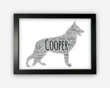 Personalised German Shepherd Dog For Pooch Lover Gift Word Art Wall Room Decor Prints GC1377