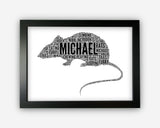 Personalised Rat Gifts Word Art Wall Print - Pet Rodent Gifts Wall Decor Custom Word Cloud Wall Art A3 A4 A5 8x10 Print GC1464