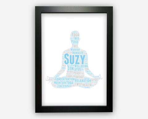 Personalised Yoga Print For Yogi Yoga Instructor Gift Word Art Wall Room Decor Prints GC1193