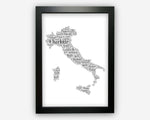 Personalised Italy Gifts Word Art Wall Print - Flag Map Gifts Wall Decor Custom Word Cloud Wall Art A3 A4 A5 8x10 Print NP218