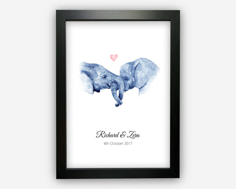 Personalised Elephants Valentines Day Gift For Him Or Her Elephant Love Anniversary Couples Gift Word Art Wall Room Decor Prints VA002