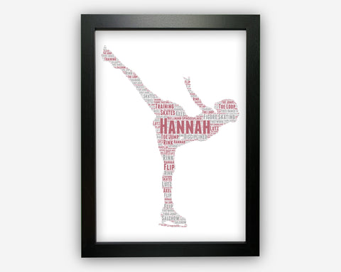 Personalised Figure Skating Gifts Word Art Wall Print - Ice Skate Gifts Wall Decor Custom Word Cloud Wall Art A3 A4 A5 8x10 Print SC0094