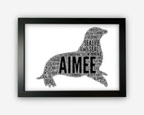 Personalised Seal Gifts Word Art Wall Print - Sea Lion Gifts Wall Decor Custom Word Cloud Wall Art A3 A4 A5 8x10 Print GC1507