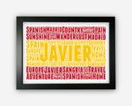 Personalised Spanish Flag Spain For Spaniard Gift Word Art Wall Room Decor Prints NP073