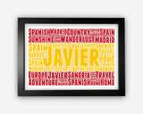 Personalised Spanish Flag Spain For Spaniard Gift Word Art Wall Room Decor Prints NP073