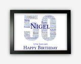 Personalised 50th Birthday Gifts Word Art Wall Print - For Men Gifts Wall Decor Custom Word Cloud Wall Art A3 A4 A5 8x10 Print SC0170