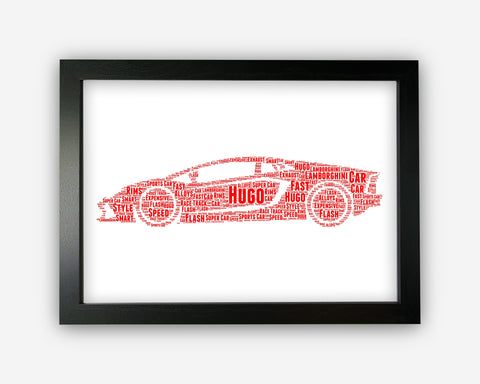 Personalised Lamborghini Car Lover Track Racing Gift Word Art Wall Room Decor Prints PG0562