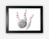 Personalised Bowling Pins Skittles Ball Bowler Team Player Gift Word Art Wall Room Decor Prints NP172