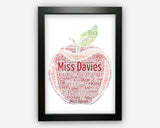 TEACHER APPRECIATION GIFT Personalised Word Art Gift Teachers Apple Gifts Photo Print Gift For Leaving Wall Prints Wall Art School PG0954