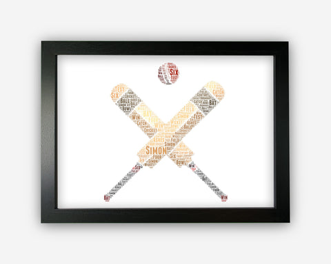 Personalised Word Art Gift Cricket Bats Gift Cricket Player Print Gift For Sports Fan Wall Prints Wall Art Wall Decor Gift GC1050