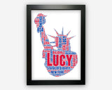 Personalised Statue Of Liberty New York USA Gift Word Art Wall Room Decor Prints NP122
