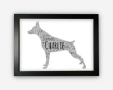 Personalised Doberman Dog For Pooch Lover Puppy Gift Word Art Wall Room Decor Prints GC1375