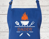 Personalised Mens King of the Grill BBQ Cooking Chefs Apron - Great Fathers Day Gift Idea Barbecue Apron AP0037