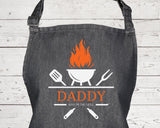 Personalised Mens King of the Grill BBQ Cooking Chefs Apron - Great Fathers Day Gift Idea Barbecue Apron AP0037