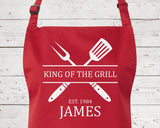 Personalised Mens King of the Grill BBQ Cooking Apron - Great Fathers Day Gift Idea AP0023