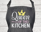 Womens Queen of the Kitchen Chefs Cooking Apron - Great Gift Idea For Mum Wife Sister Daughter Barbecue Baking Apron AP0039