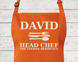 Mens Apron Gift For Him Personalised Head Chef Christmas Apron - Great Gift for Dad Grandad Husband Boyfriend - Gifts For Him Xmas AP0001