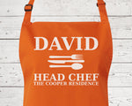 Mens Apron Gift For Him Personalised Head Chef Christmas Apron - Great Gift for Dad Grandad Husband Boyfriend - Gifts For Him Xmas AP0001