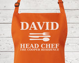 Mens Apron Gift For Him Personalised Head Chef Christmas Apron - Great Gift for Dad Grandad Husband Boyfriend - Gifts For Him Xmas AP0001