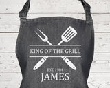 Personalised Mens King of the Grill BBQ Cooking Apron - Great Fathers Day Gift Idea AP0023