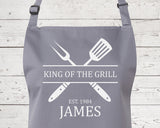Personalised Mens King of the Grill BBQ Cooking Apron - Great Fathers Day Gift Idea AP0023