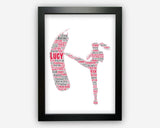 Personalised Kickboxing Gift Word Art Print Gift For Boxing Kick Boxing Boxer Martial Arts Instructor Gifts Wall Prints Wall Art Gift SC0262