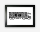 Personalised Lorry Artic Lorry Driver Gift Word Art Wall Room Decor Prints SC0269