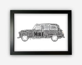 Personalised Word Art Gift London Black Cab Gifts Cabbie Gift London Taxi Gift Wall Art Wall Prints Wall Art Gift Wall Art Prints SC0270