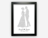 Personalised Wedding Lovers For Couple Wedding Anniversary Gift Word Art Wall Room Decor Prints SC0273