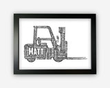 Personalised Forklift Driver Gift Word Art Wall Room Decor Prints SC0274