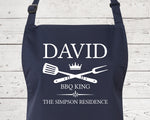 Mens Apron Gift - Personalised Fathers Day Gift for Dad Barbecue BBQ Cooking Apron - BBQ King of the Grill - Grilling Apron Gift Idea AP040