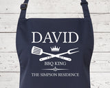 Mens Apron Gift - Personalised Fathers Day Gift for Dad Barbecue BBQ Cooking Apron - BBQ King of the Grill - Grilling Apron Gift Idea AP040