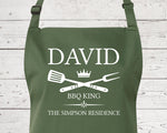 Mens Apron Gift - Personalised Fathers Day Gift for Dad Barbecue BBQ Cooking Apron - BBQ King of the Grill - Grilling Apron Gift Idea AP040