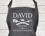 Mens Apron Gift - Personalised Fathers Day Gift for Dad Barbecue BBQ Cooking Apron - BBQ King of the Grill - Grilling Apron Gift Idea AP040