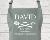 Mens Apron Gift - Personalised Fathers Day Gift for Dad Barbecue BBQ Cooking Apron - BBQ King of the Grill - Grilling Apron Gift Idea AP040