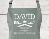 Mens Apron Gift - Personalised Fathers Day Gift for Dad Barbecue BBQ Cooking Apron - BBQ King of the Grill - Grilling Apron Gift Idea AP040